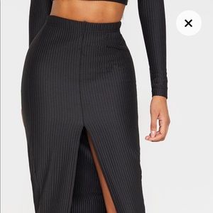 Jumbo rib split front midaxi